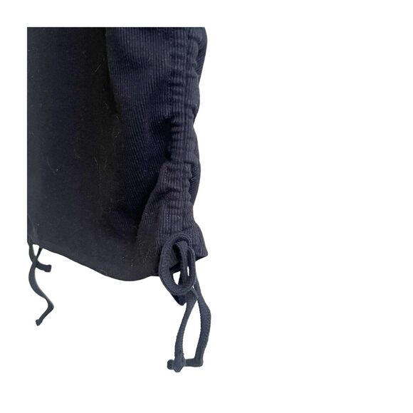 Outrageous Fortune NWT Ruched Side Ties Black Crop Top Tee Size 8 Minimalist - Picture 4 of 9